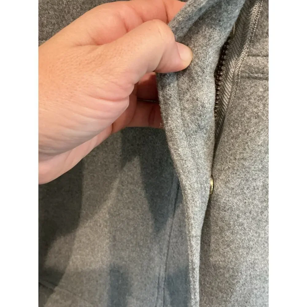 J.CREW Vail Faux Fur Parka Coat Hooded Peacoat Grey Classic Preppy Twee - Picture 9 of 11